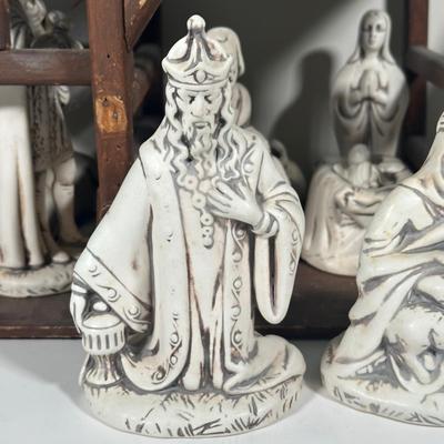 LOT 93B: Vintage Signed Ceramic Nativity Set