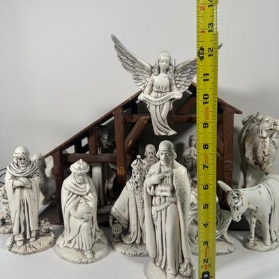 LOT 93B: Vintage Signed Ceramic Nativity Set