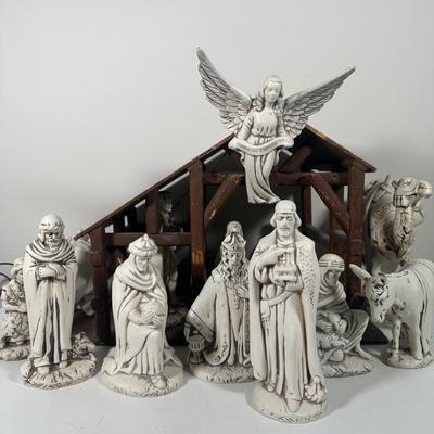 LOT 93B: Vintage Signed Ceramic Nativity Set