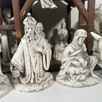 LOT 93B: Vintage Signed Ceramic Nativity Set