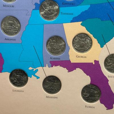 LOT 97B: 1999-2008 First State Quarters Of The United States Collectors Map (complete)