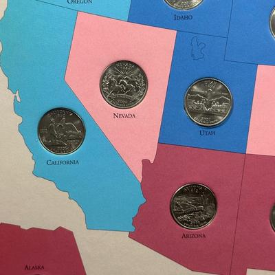 LOT 97B: 1999-2008 First State Quarters Of The United States Collectors Map (complete)