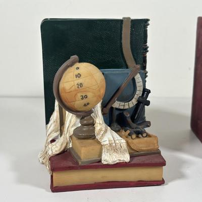 LOT 98B: Globe Collection - 12” World Globe & 2 Sets Of Book Ends