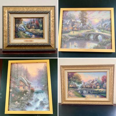 LOT 102 B: Thomas Kinkade Limited Edition Prints w/ Certificates of Authenticity: "Mountain Paradise", "Cobblestone...
