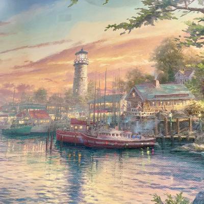 LOT 103 B: Framed & Numbered Thomas Kinkade Limited Edition Print "New England Harbor"