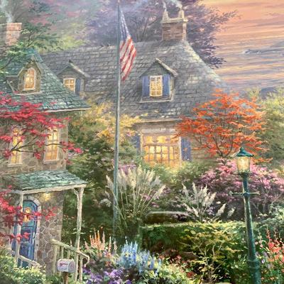 LOT 103 B: Framed & Numbered Thomas Kinkade Limited Edition Print "New England Harbor"