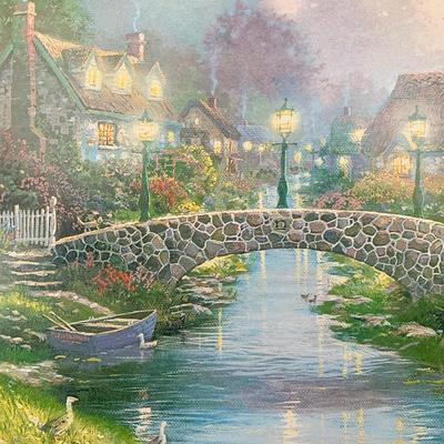 LOT 104 B: Limited Edition Thomas Kinkade Framed & Numbered Thomas Kinkade Print & "Lamplight Lane" Bradford Exchange...