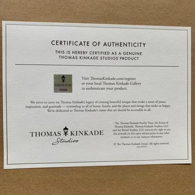 LOT 104 B: Limited Edition Thomas Kinkade Framed & Numbered Thomas Kinkade Print & "Lamplight Lane" Bradford Exchange...