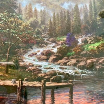 LOT 104 B: Limited Edition Thomas Kinkade Framed & Numbered Thomas Kinkade Print & "Lamplight Lane" Bradford Exchange...