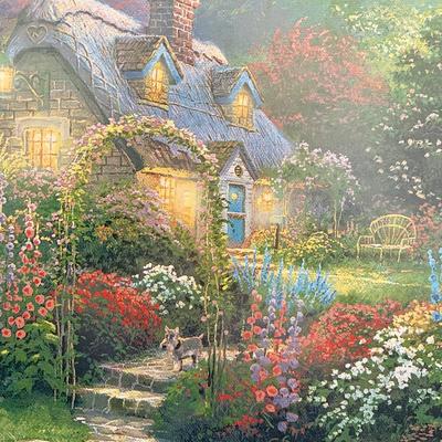 LOT 104 B: Limited Edition Thomas Kinkade Framed & Numbered Thomas Kinkade Print & "Lamplight Lane" Bradford Exchange...
