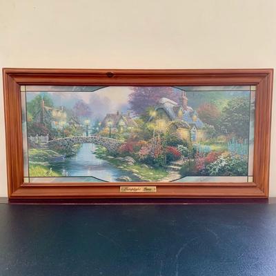 LOT 104 B: Limited Edition Thomas Kinkade Framed & Numbered Thomas Kinkade Print & "Lamplight Lane" Bradford Exchange...