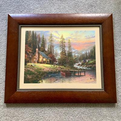 LOT 104 B: Limited Edition Thomas Kinkade Framed & Numbered Thomas Kinkade Print & "Lamplight Lane" Bradford Exchange...