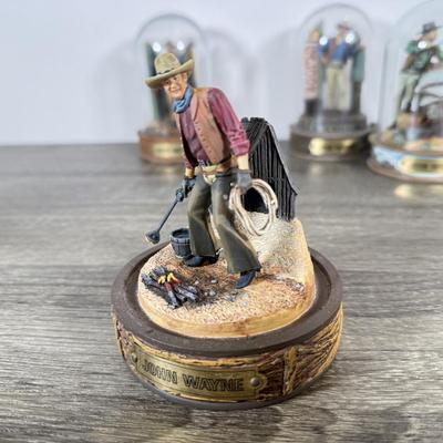 LOT 107L: John Wayne Franklin Mint Limited Edition Figurines w/ Glass Cloches