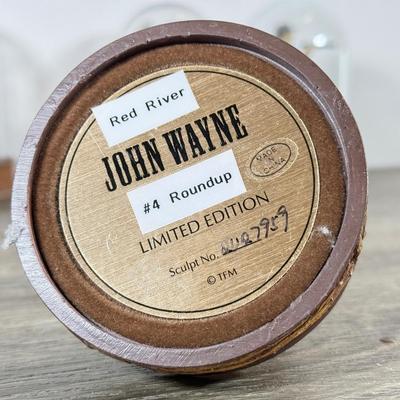 LOT 107L: John Wayne Franklin Mint Limited Edition Figurines w/ Glass Cloches