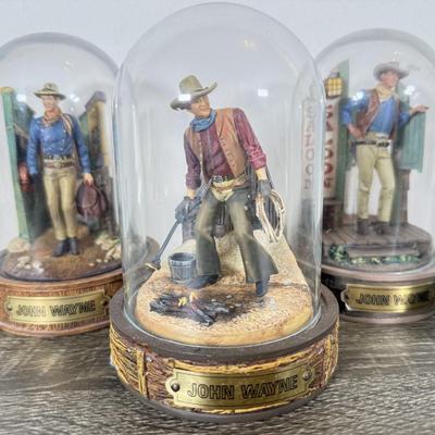 LOT 107L: John Wayne Franklin Mint Limited Edition Figurines w/ Glass Cloches