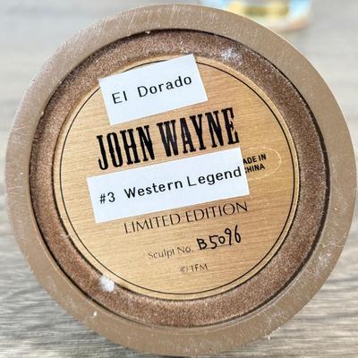 LOT 107L: John Wayne Franklin Mint Limited Edition Figurines w/ Glass Cloches