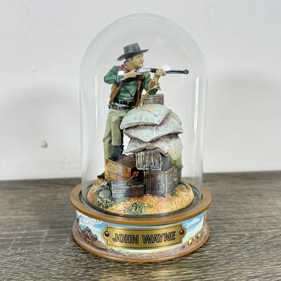 LOT 107L: John Wayne Franklin Mint Limited Edition Figurines w/ Glass Cloches