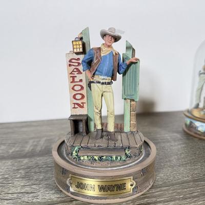 LOT 107L: John Wayne Franklin Mint Limited Edition Figurines w/ Glass Cloches