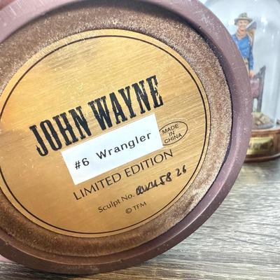 LOT 107L: John Wayne Franklin Mint Limited Edition Figurines w/ Glass Cloches