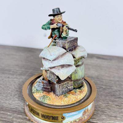 LOT 107L: John Wayne Franklin Mint Limited Edition Figurines w/ Glass Cloches