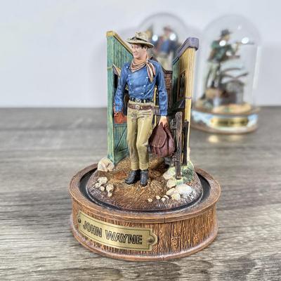 LOT 107L: John Wayne Franklin Mint Limited Edition Figurines w/ Glass Cloches