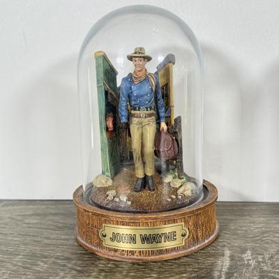LOT 107L: John Wayne Franklin Mint Limited Edition Figurines w/ Glass Cloches