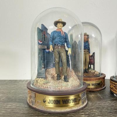 LOT 107L: John Wayne Franklin Mint Limited Edition Figurines w/ Glass Cloches