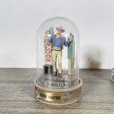 LOT 107L: John Wayne Franklin Mint Limited Edition Figurines w/ Glass Cloches