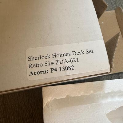 LOT 109L: Sherlock Holmes Collection - Chalkboard Sign, Beer & Shot Glasses, Pipe Pen Holder Desk Set & More
