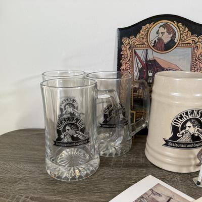 LOT 110L: Charles Dickens A Christmas Carol Coins, Postcards & Dickens Inn Souvenir Mugs