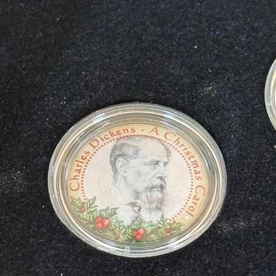 LOT 110L: Charles Dickens A Christmas Carol Coins, Postcards & Dickens Inn Souvenir Mugs