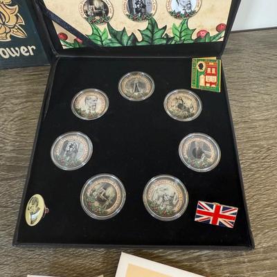 LOT 110L: Charles Dickens A Christmas Carol Coins, Postcards & Dickens Inn Souvenir Mugs