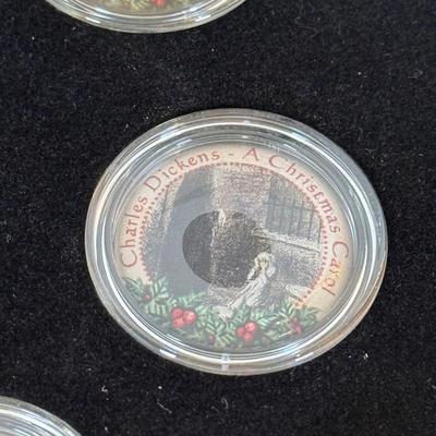 LOT 110L: Charles Dickens A Christmas Carol Coins, Postcards & Dickens Inn Souvenir Mugs