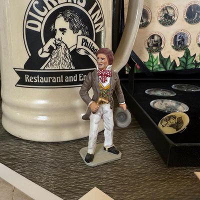 LOT 110L: Charles Dickens A Christmas Carol Coins, Postcards & Dickens Inn Souvenir Mugs