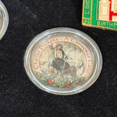 LOT 110L: Charles Dickens A Christmas Carol Coins, Postcards & Dickens Inn Souvenir Mugs