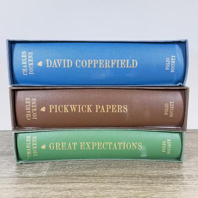 LOT 114L: Folio Society Charles Dickens Books - David Copperfield, Pickwick Papers & Great Expectations