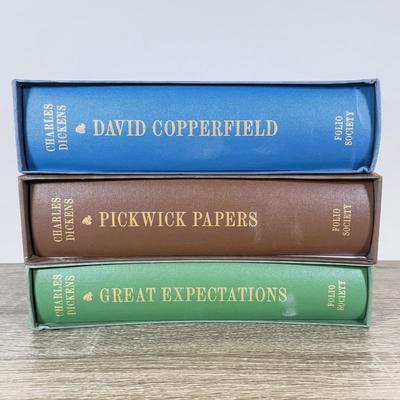LOT 114L: Folio Society Charles Dickens Books - David Copperfield, Pickwick Papers & Great Expectations