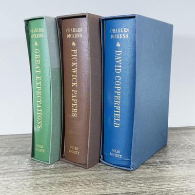 LOT 114L: Folio Society Charles Dickens Books - David Copperfield, Pickwick Papers & Great Expectations