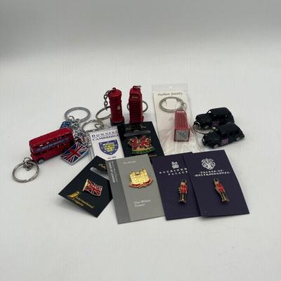 LOT 121J: British Memorabilia - Keychains, Pins, & More!