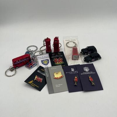 LOT 121J: British Memorabilia - Keychains, Pins, & More!