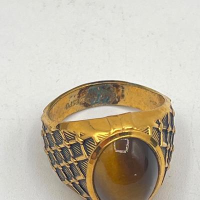 LOT 122J: Vintage Gold Plated Tiger’s Eye Ring, Sterling Cufflinks & More!