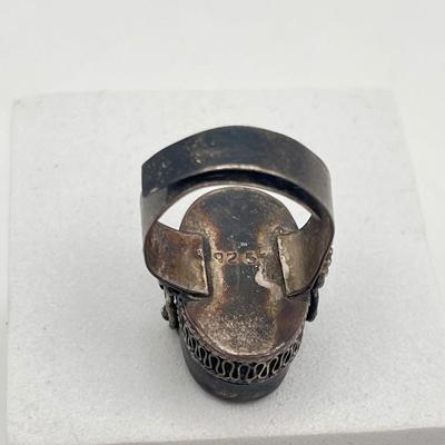 LOT 129J: Vintage Sterling Adjustable Poison Ring