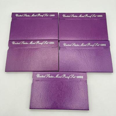 LOT 143J: United States Mint Proof Sets - ‘89 to ‘93