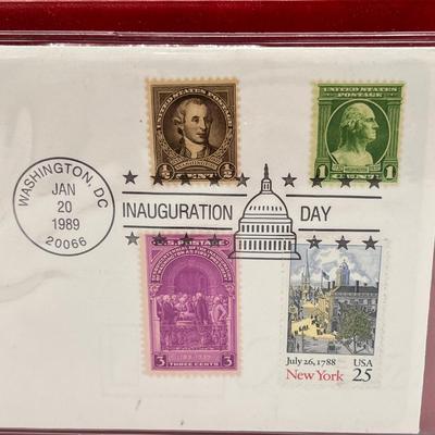 LOT 144J: 1989 Inauguration Commemorative Coin & First-Day Issue 2 Dollar Bill