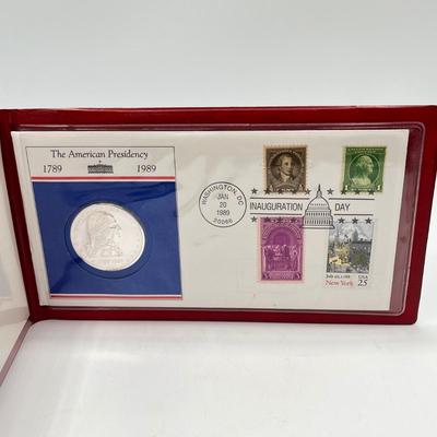 LOT 144J: 1989 Inauguration Commemorative Coin & First-Day Issue 2 Dollar Bill