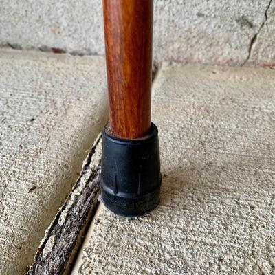 LOT 162 G: Wooden Coat Rack, Oak Umbrella Stand, & Collection of Walking Sticks & Canes (Wood & Aluminum)