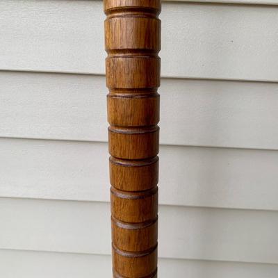 LOT 162 G: Wooden Coat Rack, Oak Umbrella Stand, & Collection of Walking Sticks & Canes (Wood & Aluminum)