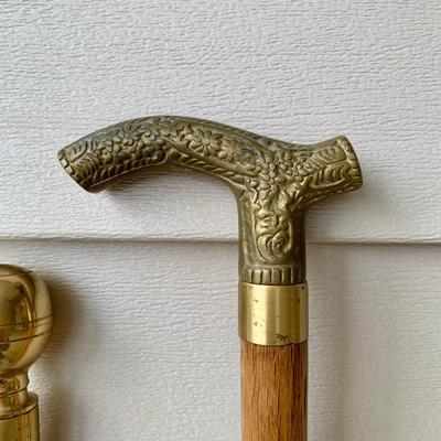 LOT 163 B: Brass Handle Walking Canes
