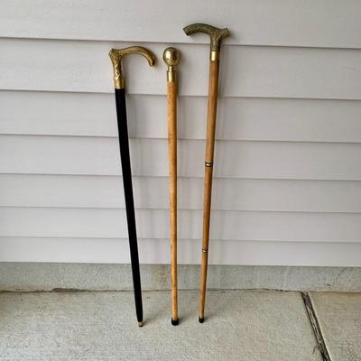 LOT 163 B: Brass Handle Walking Canes