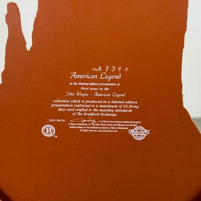 LOT 164B: John Wayne Bradford Exchange - An American Hero Illuminated Statement Edition A0574, American Legend 1st Issue A7344, Silver...